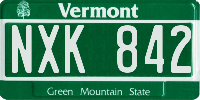 VT license plate NXK842