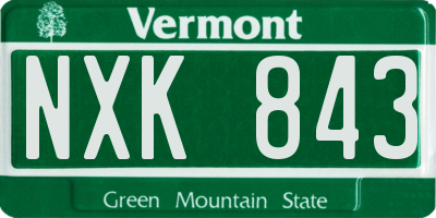 VT license plate NXK843