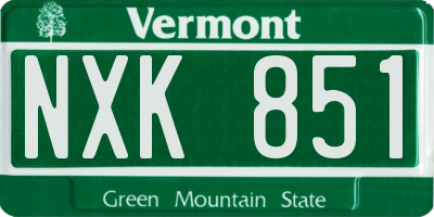 VT license plate NXK851
