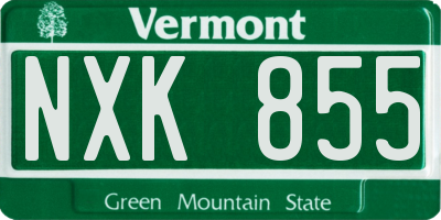 VT license plate NXK855