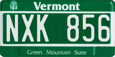 VT license plate NXK856