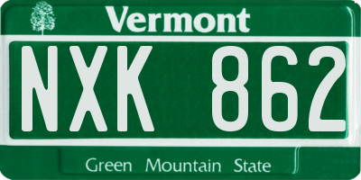 VT license plate NXK862