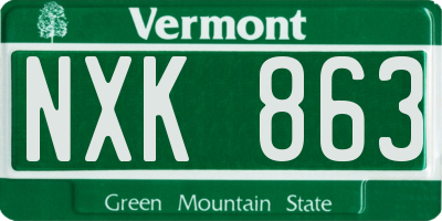 VT license plate NXK863