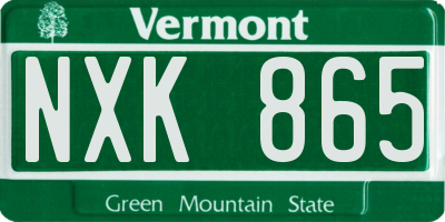 VT license plate NXK865