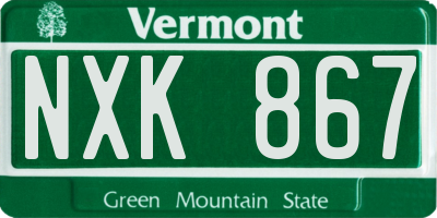 VT license plate NXK867