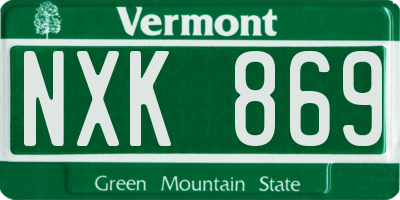 VT license plate NXK869
