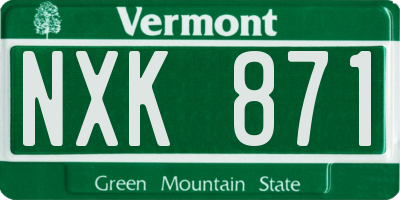 VT license plate NXK871
