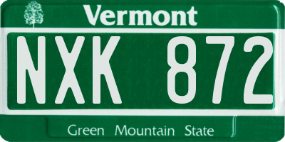 VT license plate NXK872