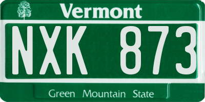 VT license plate NXK873