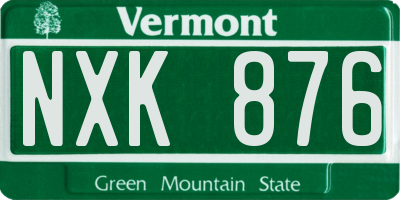 VT license plate NXK876