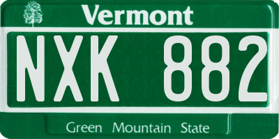 VT license plate NXK882