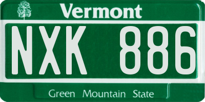 VT license plate NXK886