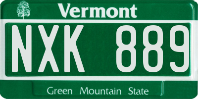 VT license plate NXK889