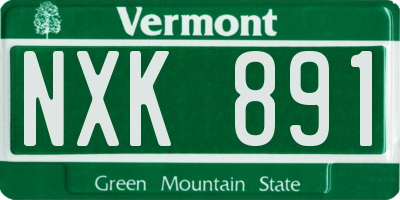VT license plate NXK891