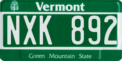 VT license plate NXK892