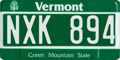 VT license plate NXK894