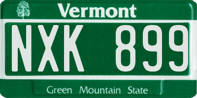 VT license plate NXK899
