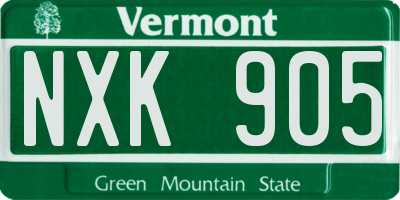 VT license plate NXK905