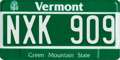 VT license plate NXK909
