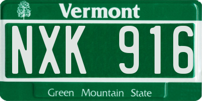VT license plate NXK916
