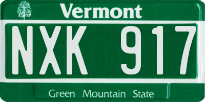 VT license plate NXK917