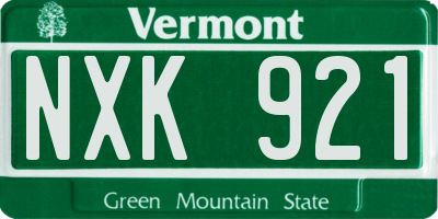 VT license plate NXK921