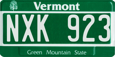 VT license plate NXK923