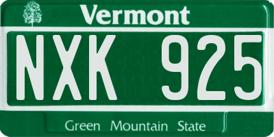 VT license plate NXK925