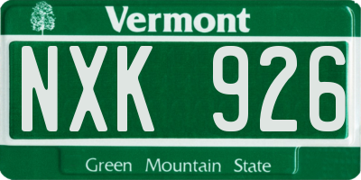 VT license plate NXK926