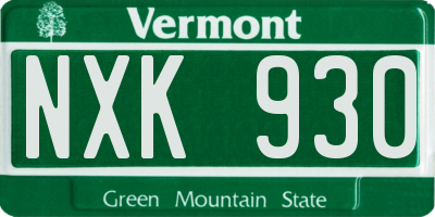 VT license plate NXK930