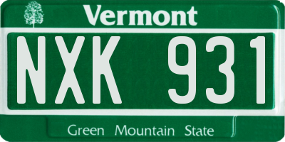 VT license plate NXK931