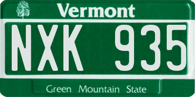VT license plate NXK935