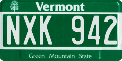 VT license plate NXK942