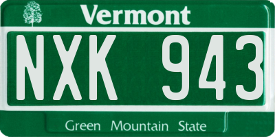 VT license plate NXK943