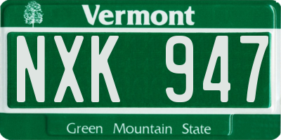 VT license plate NXK947