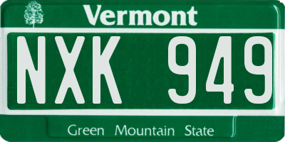 VT license plate NXK949