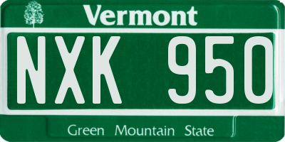 VT license plate NXK950
