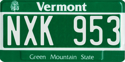 VT license plate NXK953