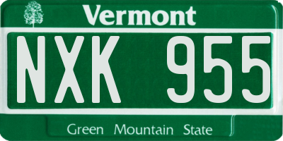 VT license plate NXK955