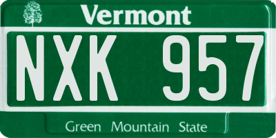 VT license plate NXK957
