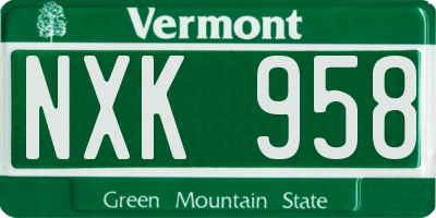 VT license plate NXK958
