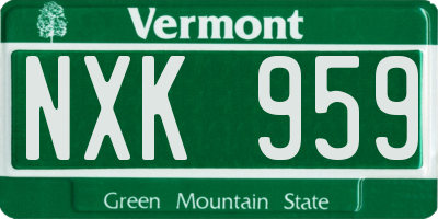 VT license plate NXK959