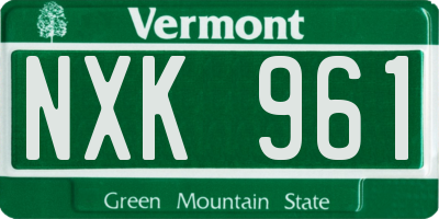VT license plate NXK961