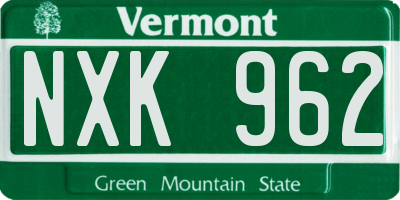 VT license plate NXK962