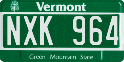 VT license plate NXK964