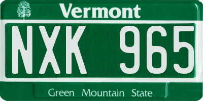 VT license plate NXK965