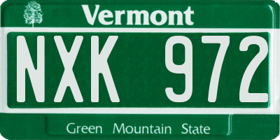 VT license plate NXK972