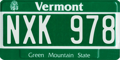 VT license plate NXK978