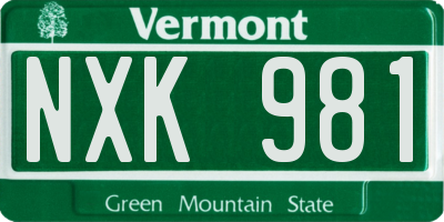 VT license plate NXK981