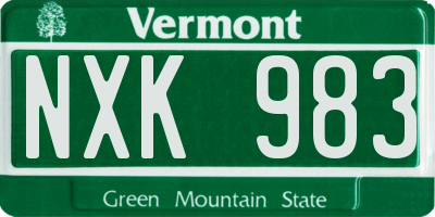 VT license plate NXK983